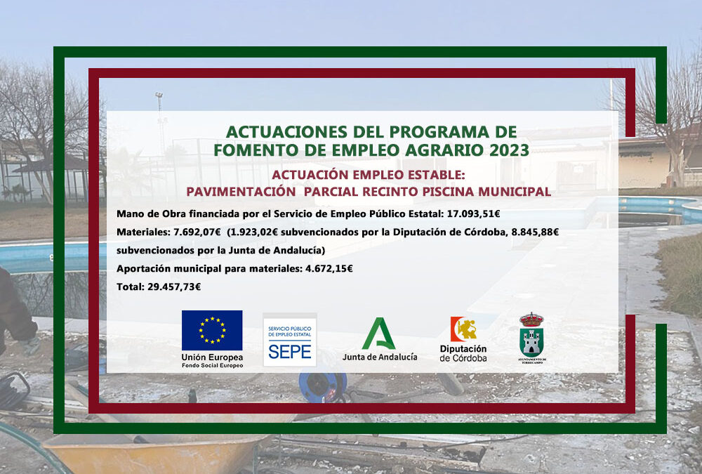 pfea 2023. ACTUACIÓN EMPLEO ESTABLE: PAVIMENTACIÓN PARCIAL RECINTO PISCINA MUNICIPAL